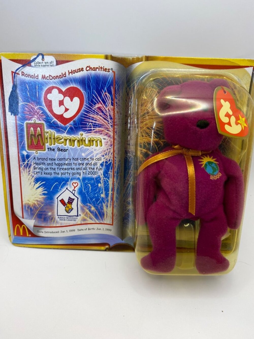 Ty Millennium The Bear 1999 McDonald’s Exclusive Collectible Plush New In Packag
